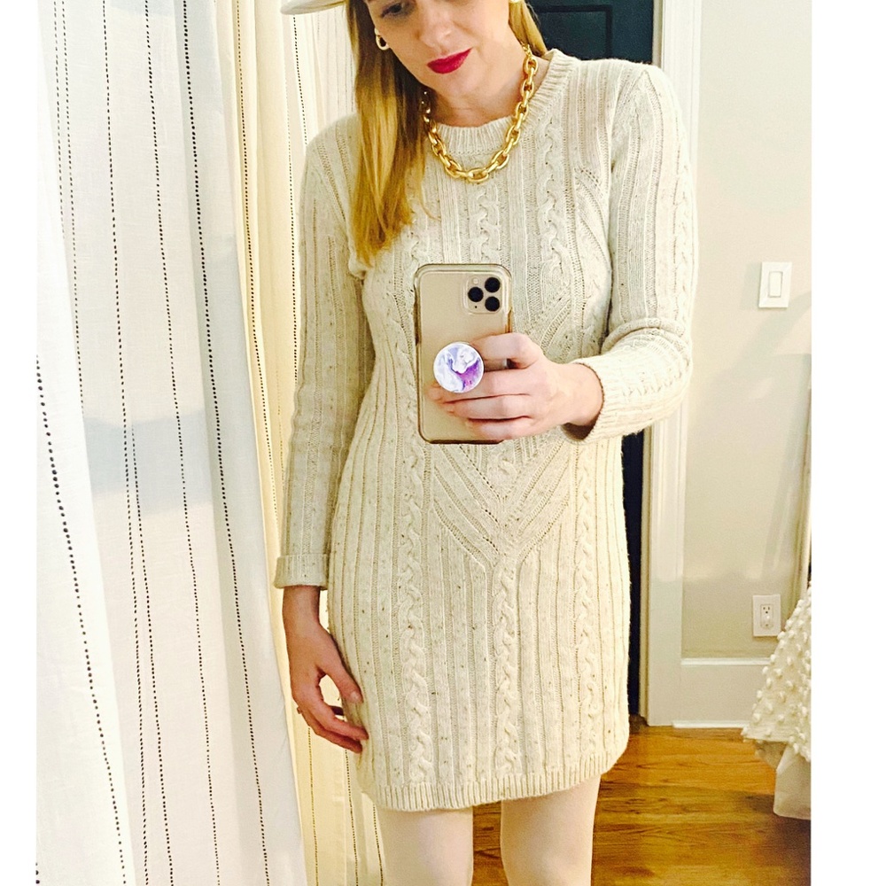 Euro Cream Sweater Dress